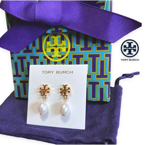 AUTH. NWT Tory Burch Fleming Convertible Shoulder Bag & Kira Pearl Drop Earrings - Picture 10 of 12